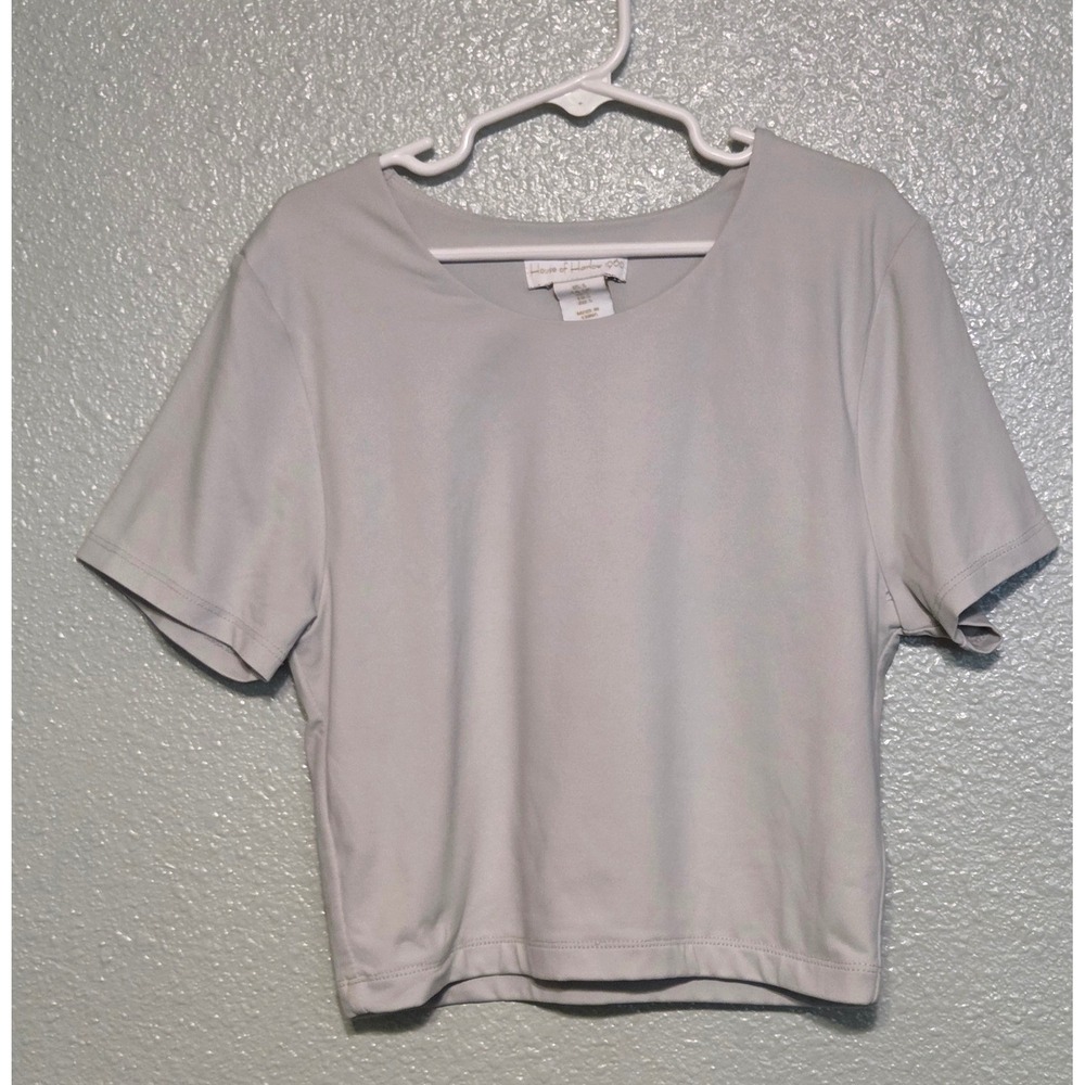 House Of Harlow All Day Contour Baby Tee Crop Top Small Silver Model Off Duty